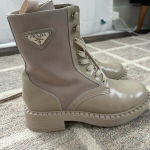 Prada Women's Taupe Combat Boots